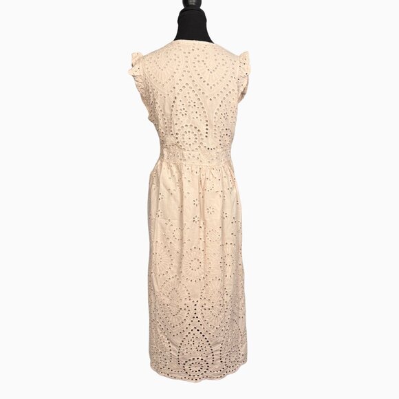 Valentina Naldi Eyelet Lace Midi Dress Made in Italy – 100% Cotton Size M - Picture 5 of 8